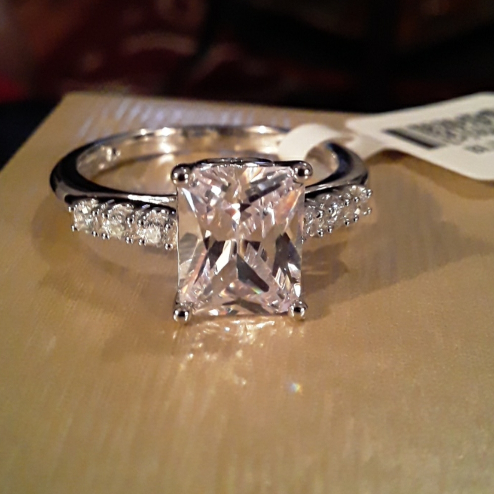 3.87White Cubic Zirconia Rhodium Over Sterling Si